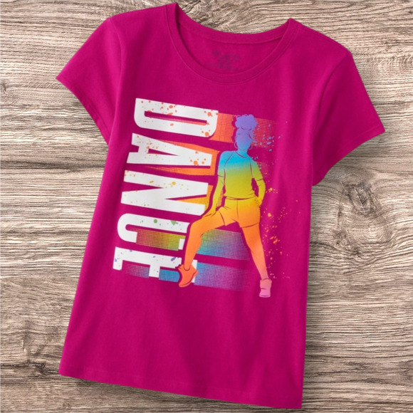 CHILDREN'S PLACE Pink Dance Graphic Tee Short Sleeve T-Shirt Girls Size XS 4 NEW - Picture 1 of 4